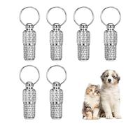 Welsberg Set of 6 Address Hangers for Pets, Mini Waterproof Personalized Anti Lost ID Tag Capsule Pendant with Name Label for Cat Dog Kitten Puppy Collar Ultra Light Aluminium, Silver