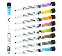 welsberg Whiteboard Marker Set of 8 White Board Pens with Sponge Magnets, Fine Bullet Tip 1-2 mm, Dry Erase Marker for Magnetic Board, Flip Chart, School, Office, Home, Fridge Dry Wipe Clean