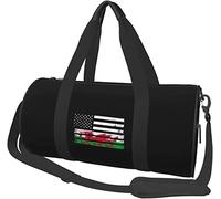 Welsh American Flag Travel Luggage Duffel Bag Sports Rolling Foldable Duffel Bag, Black