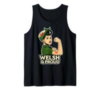 Welsh and Proud Strong Woman Wales Dragon Graphic Design Tank Top