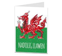 Welsh Christmas Card Nadolig Llawen Dragon Design