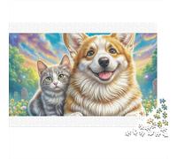 Welsh Corgi 100% Recycled Cardboard Corgi in Flower Bed 1000 Piece Jigsaws for Adults Brain Development Classic Games 38x26cm/1000pcs