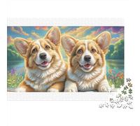 Welsh Corgi 100% Recycled Cardboard Corgi in Scenic Valley 1000 Piece Adult Jigsaws For Adults & Kids Brain Development 38x26cm/1000pcs