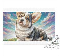 Welsh Corgi 100% Recycled Cardboard Corgi in Wildflower Field 1000Pc Jigsaw Puzzle Adults Fun Activity for Rainy Days 70x50cm/1000pcs