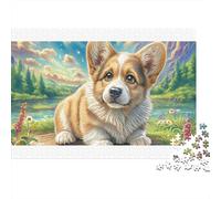 Welsh Corgi 100% Recycled Cardboard Corgi on Wooden Deck 1000 Piece Puzzle for Adults The Impossible Challenge Fun Present 70x50cm/1000pcs