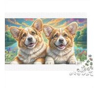 Welsh Corgi 100% Recycled Cardboard Corgi Pair in Meadow 1000 Piece Jigsaws for Adults Brain Development Classic Games 52x38cm/1000pcs