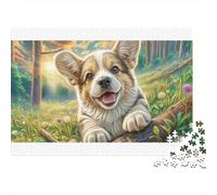 Welsh Corgi 100% Recycled Cardboard Corgi Waving Hello 1000Pc Jigsaw for Adults & Kids Unique Beautifully Illustrated 52x38cm/1000pcs