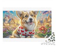 Welsh Corgi 100% Recycled Cardboard Corgi with Red Bow 1000 Piece Jigsaws for Adults Brain Development Classic Games 38x26cm/1000pcs
