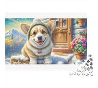 Welsh Corgi 100% Recycled Cardboard Cozy Corgi at Wooden Cottage 1000Pc Jigsaw for Adults Challenging & Brainteasing 38x26cm/1000pcs