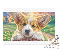 Welsh Corgi 100% Recycled Cardboard Curious Corgi 1000 Piece Jigsaws for Adults Brain Development Classic Games 52x38cm/1000pcs