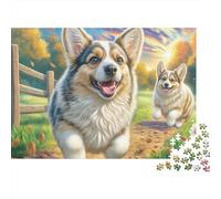 Welsh Corgi 1000 Pc Cardboard Picturesque View Puzzle Adults & Teens Hard Challenge Family Evening Desk Office Break Gift for Teen Fans 70x50cm/1000pcs