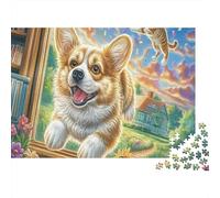 Welsh Corgi 1000 Pc Extra-thick Cardboard Premium Jigsaw Puzzle Teen Fans 12-18 Hard Difficult Challenge Fun Present 52x38cm/1000pcs