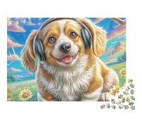 Welsh Corgi 1000 Pc Thick Cardboard Fantasy Sky Flowers Puzzle Seniors Brain Training Concentration Mindfulness Meditation Gift for Enthusiasts 38x26cm/1000pcs