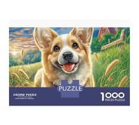 Welsh Corgi 1000 Pcs Puzzles Corgi in Flowers Jigsaw Puzzle Adult Jigsaws Brain Development Family Decoration 52x38cm/1000pcs