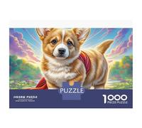Welsh Corgi 1000 Pcs Puzzles Corgi in Superhero Cape Jigsaw Puzzles Adults Colourful Brain Development 38x26cm/1000pcs