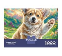 Welsh Corgi 1000 Piece Eco-friendly Material Corgi in A Soft Landscape Puzzles for Seniors Easy Grip Pieces Gift for Her Full-size Poster Included Anti-glare 38x26cm/1000pcs