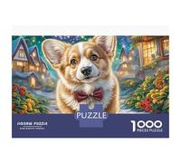 Welsh Corgi 1000 Piece Puzzles Corgi with Bow Tie Jigsaw Puzzle Unique The Impossible Challenge Challenging Game 70x50cm/1000pcs