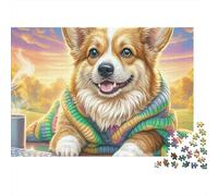 Welsh Corgi 1000 Pieces Corgi Sweater Recycled Cardboard Puzzle for Kids 12+ Rainy Day Indoor Activity Brain Training Team Building Social Icebreaker 70x50cm/1000pcs