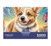 Welsh Corgi 1000 Pieces Durable Chipboard Cute Corgi Portrait Jigsaw for Kids 12+ Frustration-free Assembly Stocking Filler 70x50cm/1000pcs