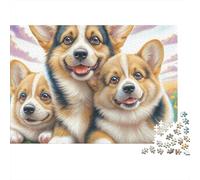 Welsh Corgi 1000 Pieces Jigsaw Puzzles Engaging Educational Games Three Corgis Colorful Jigsaw Puzzles Home Decoration for Adults & Families 70x50cm/1000pcs
