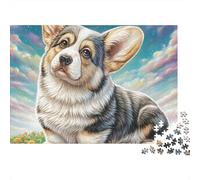 Welsh Corgi 1000 Pieces Jigsaw Puzzles Engaging Home Decoration Corgi with Another Dog Jigsaw Puzzles Home Decoration for Adults And Kids 38x26cm/1000pcs