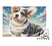 Welsh Corgi 1000 Pieces Jigsaw Puzzles Engaging Home Decoration Corgi with Kitten Field Jigsaw Puzzle Home Decoration for Adults & Families 70x50cm/1000pcs