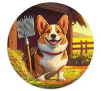Welsh Corgi 1000 Pieces Jigsaws Stress Reliever Difficult Challenge for Adults & Kids Unique Challenge Games Cute Pet Creative Round Jigsaw Puzzles Family Game Gifts (67.5x67.5cm)