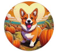 Welsh Corgi 1000 Pieces Jigsaws Stress Reliever Difficult Challenge for Adults & Kids Unique Challenge Game Cute Pet Creative Round Jigsaw Puzzles Family Game Gifts (67.5x67.5cm)