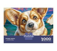 Welsh Corgi 1000 Pieces Precise Interlocking Close-up Corgi Face Jigsaw for Teens Digital Detox Travel Friendly Puzzle Stay at Home Fun 38x26cm/1000pcs
