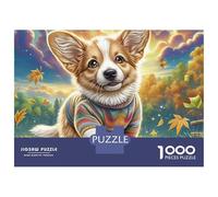 Welsh Corgi 1000 Pieces Recycled Board Corgi in Colorful Sweater Puzzles for Adults Mindfulness Activity Full Size Poster Collector's Box 52x38cm/1000pcs