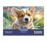 Welsh Corgi 1000 Pieces Recycled Board Smiling Corgi Outdoors Puzzles for Adults Mindfulness Activity Full Size Poster Collector's Box 38x26cm/1000pcs