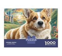 Welsh Corgi 1000 Pieces Smooth Edge Finish Corgi in A Scenic View Frameable Puzzle Rainy Day Activity Home Decor Vintage Inspired Zero-gap Fit 38x26cm/1000pcs
