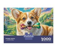 Welsh Corgi 1000 Pieces Thick Board Corgi Holding A Toy Puzzle Gifts for Adults Lettered Back Pieces Indoor Activity Full Size Poster Premium Quality 70x50cm/1000pcs