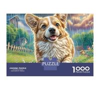 Welsh Corgi 1000 Pieces Thick Board Corgi Looking Up Cheerfully Puzzle Gifts for Adults Lettered Back Pieces Indoor Activity Full Size Poster Premium Quality 52x38cm/1000pcs