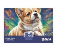 Welsh Corgi 1000 Pieces Thick Board Corgi Looking Up Puzzle Gifts for Adults Lettered Back Pieces Indoor Activity Full Size Poster Premium Quality 70x50cm/1000pcs