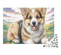 Welsh Corgi 1000Piece JigsawPuzzlesCorgi Sitting Flowers ForAdult Colourful Brainteasing Age12+byth EducationalGame Uncover The Puzzle 52x38cm/1000pcs