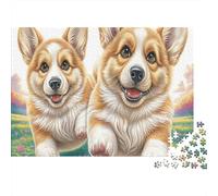 Welsh Corgi 1000Pieces JigsawPuzzlesCorgi Pair Flowers KidsforAdult Challenging LargePiecePuzzles Age12+byth EducationalGame Uncover The Puzzle 52x38cm/1000pcs