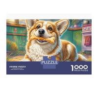 Welsh Corgi Adult Jigsaws Corgi in Sunny Garden 1000 Piece Colourful Challenging & Brainteasing Fun Activity for Rainy Days 52x38cm/1000pcs