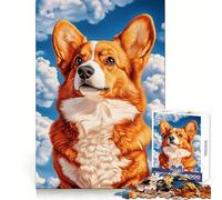 Welsh Corgi Against Blue Sky 1000 Piece Jigsaw Puzzles for Adults Teenagers Thought Training Mindful Leisure Uniform Cut Bday Surprise (38x52cm)