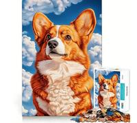 Welsh Corgi Against Blue Sky Jigsaw Puzzles1000 Pieces Recall Skill Fun Professional Grade Cutting Thoughtful Gift for Mind Activity (38x52cm)