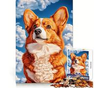 Welsh Corgi Against Blue Sky Jigsaws 1000 Pieces for Adults Mind Clarity Mind Calming Fun Fine Edges Perfect Present (50x75cm)