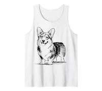 Welsh Corgi Cardigan Art Dog Lover Minimal Line Drawing Tank Top