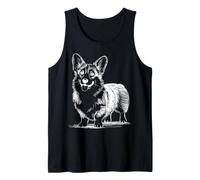 Welsh Corgi Cardigan Art Dog Lover Minimal Line Drawing Tank Top