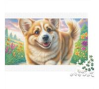 Welsh Corgi Colourful Corgi in Flowers 1000 Pcs Adult Jigsaws Classic Educational Games Brain Development 52x38cm/1000pcs
