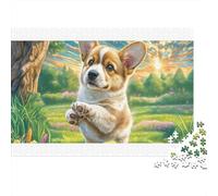 Welsh Corgi Colourful Curious Corgi in Meadow 1000 Pieces Puzzle for Adults Unique Classic Educational Games 52x38cm/1000pcs