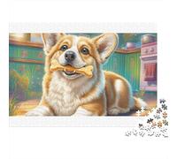 Welsh Corgi Colourful Energetic Corgi in Colorful Field 1000 Pcs Jigsaws for Adults The Impossible Challenge Brain Development 52x38cm/1000pcs