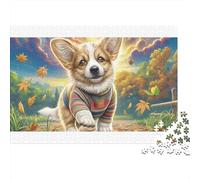 Welsh Corgi Colourful Smiling Corgi in Forest Path 1000 Pieces Jigsaws Adults And Children Fun Activity for Rainy Days 38x26cm/1000pcs