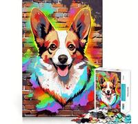 Welsh Corgi Dog Graffiti Jigsaw Puzzles 1000 Cognitive Skill Toy Smooth Burr Free Surface Relaxing Indoor Group Activity (50x75cm)
