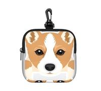 Welsh Corgi Dog Print, Square Zipper Storage Bag, Neoprene Coin Purse, Small Wallets, Change Pouch, Change Purse