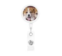 Welsh Corgi Dog, Retractable Badge Holder,Badge Reels Holder with ID Clip Alligator Clip